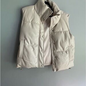 Leather vest high neck jacket